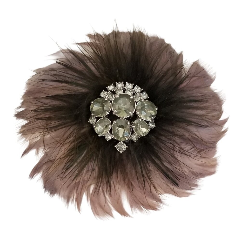 Stella Dot Feather Rhinestone Plume Brooch Pendant